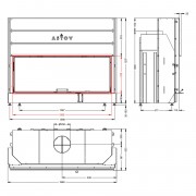 КАМИННАЯ ТОПКА АСТОВ ПС 15057 - топка подовая с прямым стеклом и подъемным механизмом дверцы