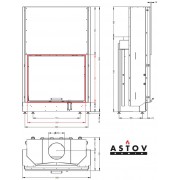 КАМІННА ТОПКА АСТОВ ПС 9074, ПАНЕЛІ ЧОРНІ 3Д, З КАГЛОЮ
