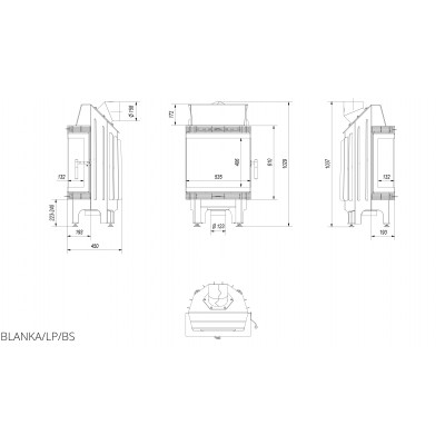 Каминная топка Kratki Blanka 8 трехсторонняя без рамы
