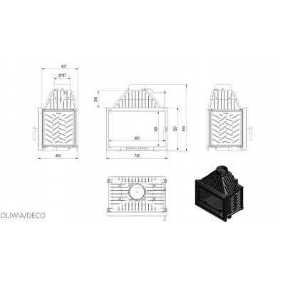 Каминная топка Kratki OLIWIA 18 DECO