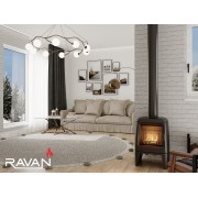 Чугунная печь камин Ravan Arne 8 кВт на дровах.