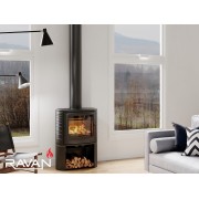 Чугунная печь камин Ravan Deluxe 14 кВт на дровах.