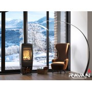 Чугунная печь камин Ravan Incorta 10 кВт на дровах.