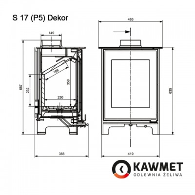 Чугунная печь KAWMET Premium VENUS (4,9 kW)