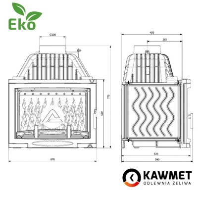 Каминная топка KAWMET W17 Panorama (16.1 kW) EKO