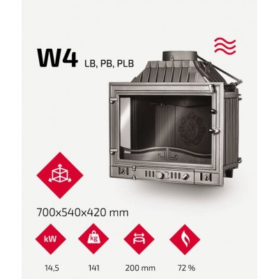 Каминная топка KAWMET W4 левое боковое стекло (14.5 kW)