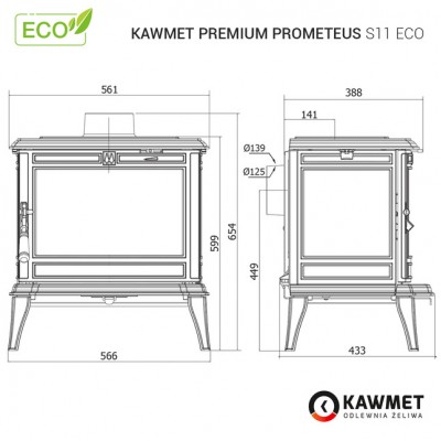 Чугунная печь KAWMET Premium PROMETEUS (8,5 kW) ECO