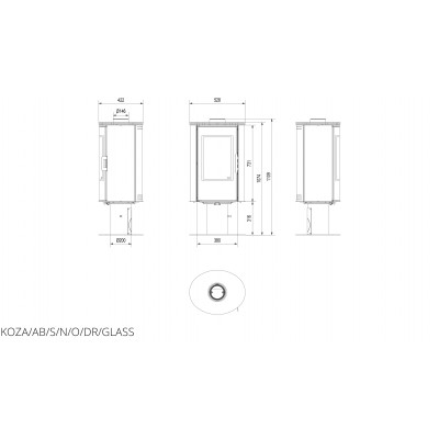 Стальная печь Kratki KOZA AB S/N/O/DR GLASS