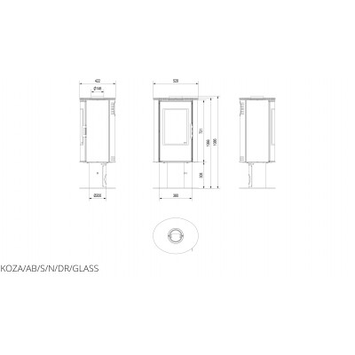 Сталева піч Kratki KOZA AB S/N/DR GLASS