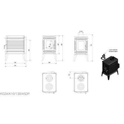 Чугунная печь Kratki KOZA K10 130 ASDP