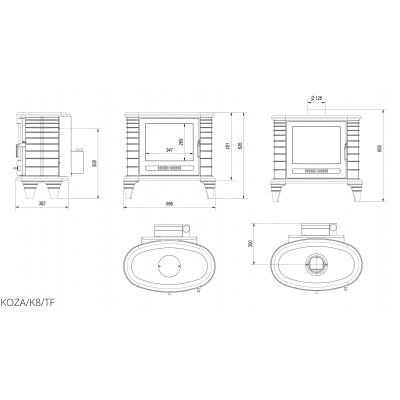 Чугунная печь Kratki KOZA K8 TURBOFAN