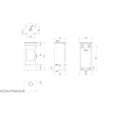 Стальная печь Kratki KOZA TITAN GLASS панорама