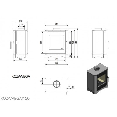 Стальная печь Kratki KOZA VEGA 150