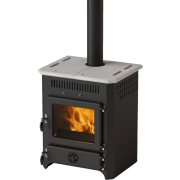 Печь на дровах с водяным контуром MBS Thermo Vulkan черная + камень