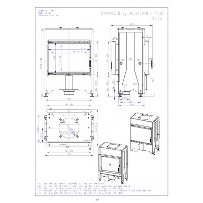DYNAMIC B2G 66.50.01N - каминная топка прямая, задняя загрузка, двойное стекло