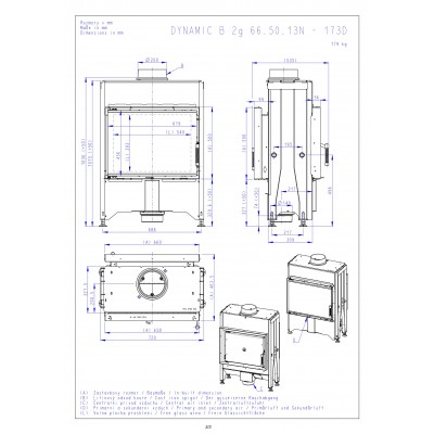 DYNAMIC B2G 66.50.13N - каминная топка прямая, задняя загрузка, тройное стекло