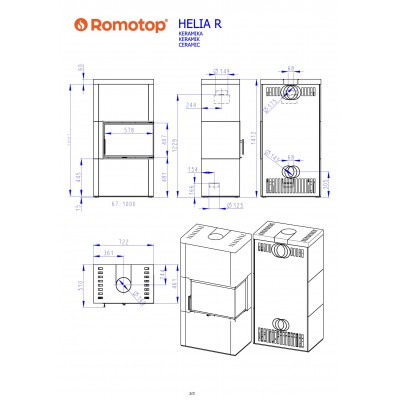 Кахельний кутовий акумуляційний камін HELIA R