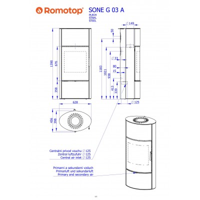 Аккумуляционная печь-камин SONE G 03 A листовой металл