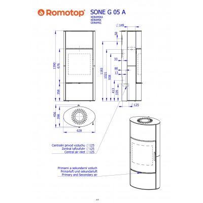 Аккумуляционная печь-камин SONE G 05 A керамика 