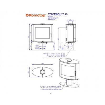 STROMBOLI T 10 керамика – поворотная каминная печь на ножке