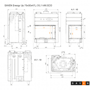 Каминная угловая топка SAVEN Energy Up 75х50х47L (15,1 kW) ECO