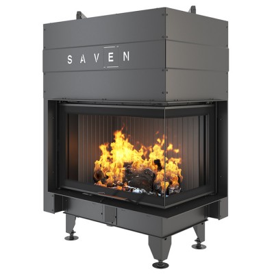 Каминная угловая топка SAVEN Energy Up 75х50х47R Black (15,1 kW) ECO