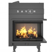 Каминная угловая топка SAVEN Energy Up 75х50х47R Black (15,1 kW) ECO