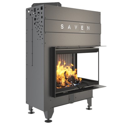 Каминная угловая топка SAVEN Energy Up 75х50х47R Black (15,1 kW) ECO