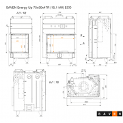 Каминная угловая топка SAVEN Energy Up 75х50х47R (15,1 kW) ECO