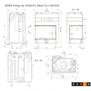 Камінна топка кутова SAVEN Energy Up 75х50х47L Black (15,1 kW) ECO