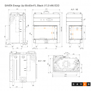 Каминная угловая топка SAVEN Energy Up 85х50х47L Black (17,0 kW) ECO