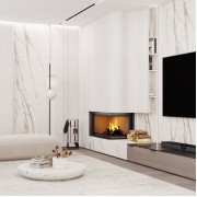 Каминная угловая топка SAVEN Energy Up 85х50х47R Black (17,0 kW) ECO