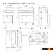Каминная угловая топка SAVEN Energy Up 85х50х47R Black (17,0 kW) ECO