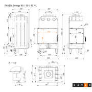 Каминная угловая топка SAVEN Energy 65х50х47L (14,5 kW) ECO