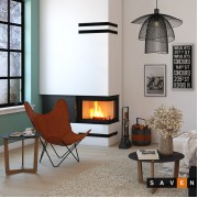 Каминная угловая топка SAVEN Energy 65×50×47R (14,5 kW) ECO