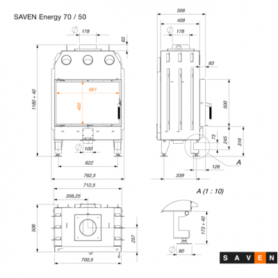 Камінна топка SAVEN Energy 70х50 (15,1 kW) ECO