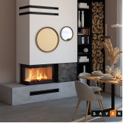 Каминная угловая топка SAVEN Energy 75х50х47L (15,1 kW) ECO