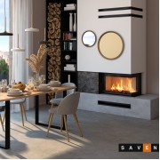 Каминная угловая топка SAVEN Energy 75×50×47R (15,1 kW) ECO