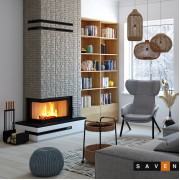 Каминная угловая топка SAVEN Energy 85×50×47L (17,0 kW) ECO