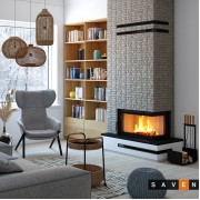 Каминная угловая топка SAVEN Energy 85×50×47R (17,0 kW) ECO