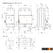 Каминная угловая топка SAVEN Energy 75×50×47R Black (15,1 kW) ECO