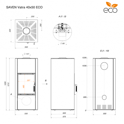 Піч камін SAVEN Vatra 40х50 ECO