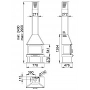 Трехсторонний камин Bronpi HUESCA