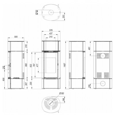 Стальная печь Defro Home ORBIS EXTENTO F Черный