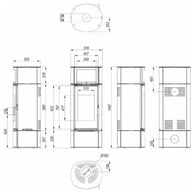 Стальная печь Defro Home ORBIS EXTENTO H Черный