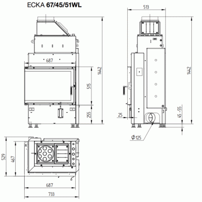 КАМИННАЯ ТОПКА HOXTER ECKA 67/45/51W