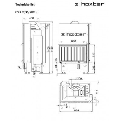 КАМИННАЯ ТОПКА HOXTER ECKA 67/45/51Wh