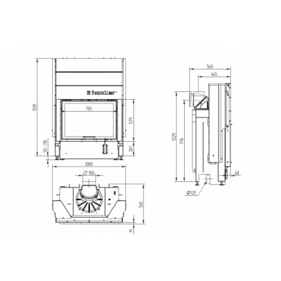 Каминная топка Hoxter HAKA 78/57 h,стальной теплообменник