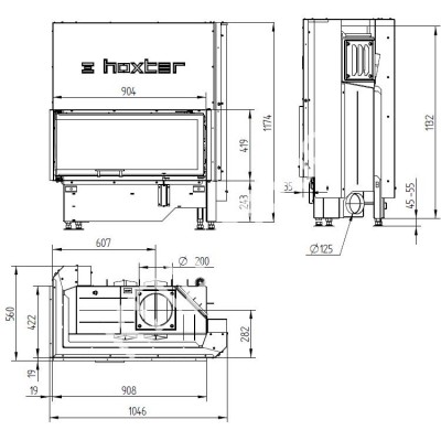 Каминная топка Hoxter ECKA 90/40/40 h